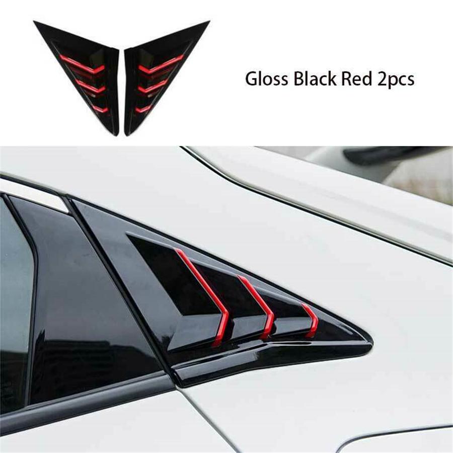 Για 2016-2021 Honda Civic Hatchback Πίσω Πλαϊνό Παράθυρο Αεραγωγού Κάλυμμα Περσίδας Μαύρο+Κόκκινο