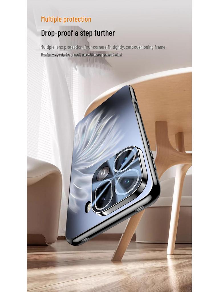 Capa de Telefone Eletrogalvanizada Princesa Sereia para OPPO Find X9 Pro, Luxo Leve, Cobertura Total da Lente, Anti-Queda, Reno14 Capa Rígida