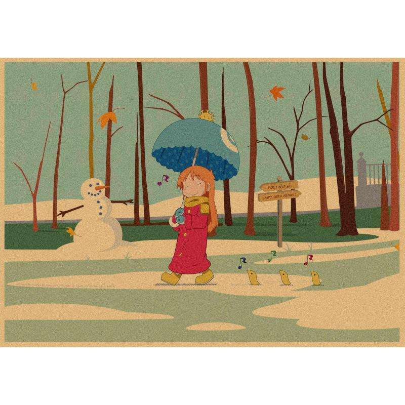Large Retro Japanese Anime Daily Life Decorative Wall Poster In Kraft Paper.