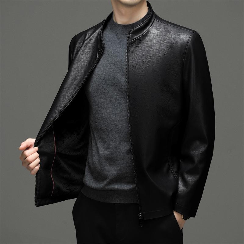 Spring and Autumn New Father's Leather Jacket Men's Casual Velvet Thickened Genuine Leather Sheepskin Jacket