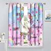 Unicorn Curtains for Kids Room, Colorful Cute Cartoon Rainbow Unicorn Clouds Stars Print Rod Pocket Window Treatments Drapes for