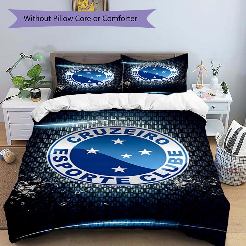 Cruzeiro Esporte Clube Printed Pattern Duvet Cover Set – Includes 1 Duvet Cover and 2 Matching Pillowcases Bedroom Decor Christmas Gifts