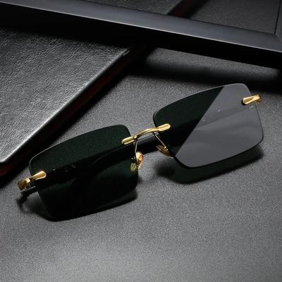 Rimless Square Frame Blue Light Blocking Sunglasses HD Eye Protection for Men Women