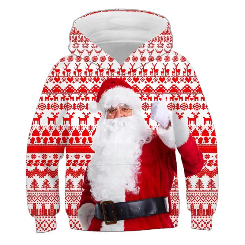 Nové Detské Mikiny Chlapci Dievčatá Vianočná Potlač Kostým Detské Oblečenie Rodinná Párty Santa Claus Detské Pulóvre Bundy