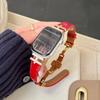Luxury For Apple Watch Ultra 49mm Band H-Shaped Diamond Butterfly Buckle Leather Strap Suitable for Iwatch Series 11/10/9/8/SE3 46/45/44/42/41/40/38mm
