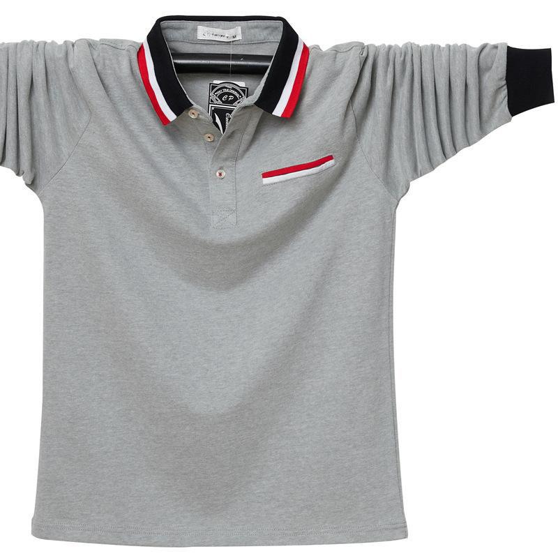 New Men's Plus Size Long-sleeved POLO Shirt Loose Casual Business Long-sleeved T-shirt