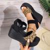 Dámské Sandály na Klínku s Otevřenou Špičkou Leopardí Platformové Sandály Dámské Letní Boty na Silné Podrážce Espadrilky Zapatillas Mujer