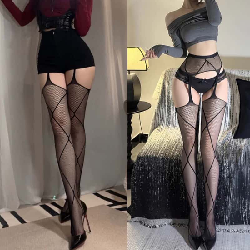 Large Mesh Fishnet Pantyhose Lingerie Female Women Plus Size Lace Black Stockings High Waist Leggings Sexy Tights for Woman 5XXXXXL