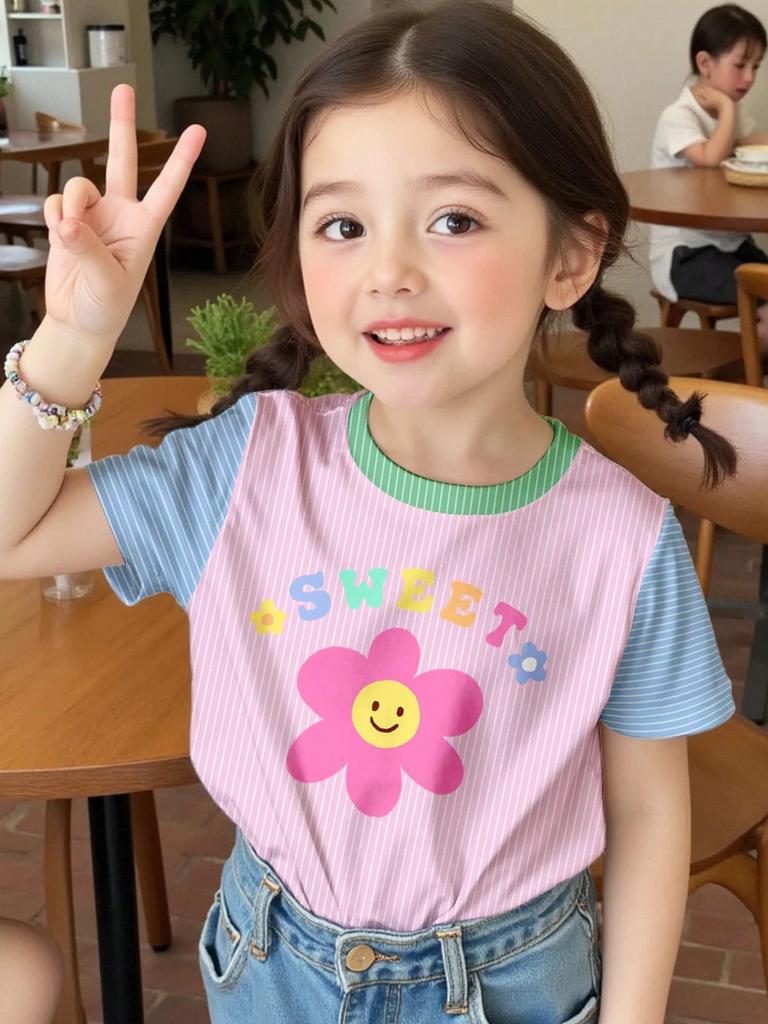 Haine Fete Vară Tricou cu Imprimeu 3D Kawaii Pisică Grafică Haine Copii Fete Outdoor Mânecă Scurtă Casual Top Copii pentru Fete