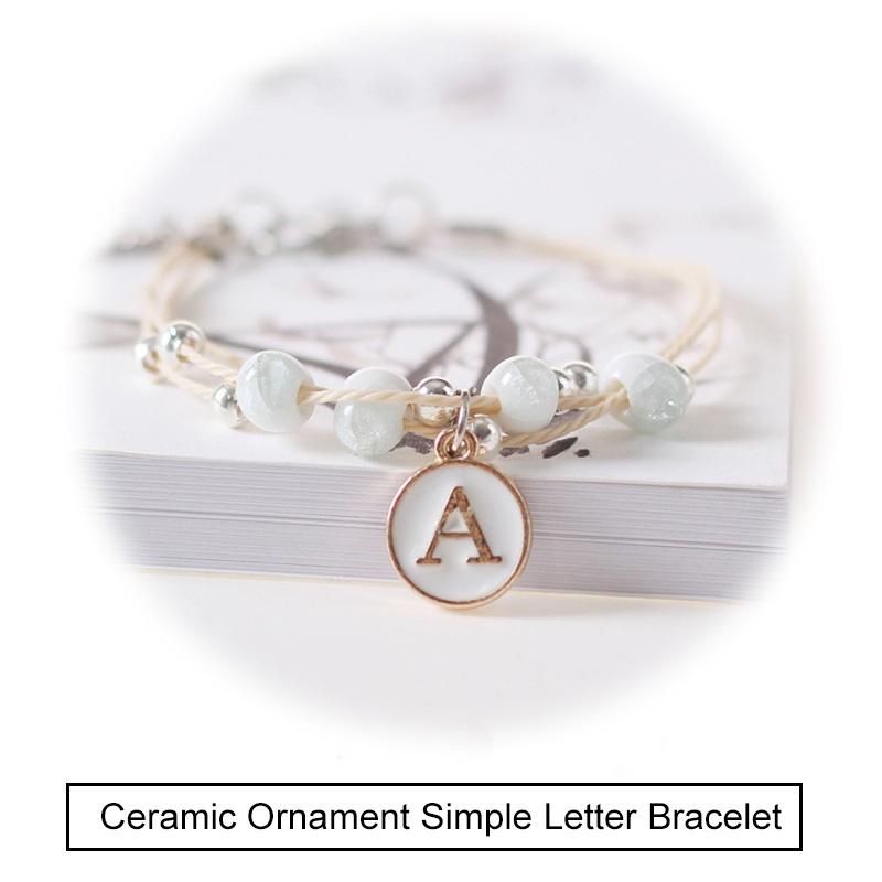 Simple Letter Bracelets Imitation Shell Alphabet Friendship Bracelet Ceramic Jewelry Couple Bracelet