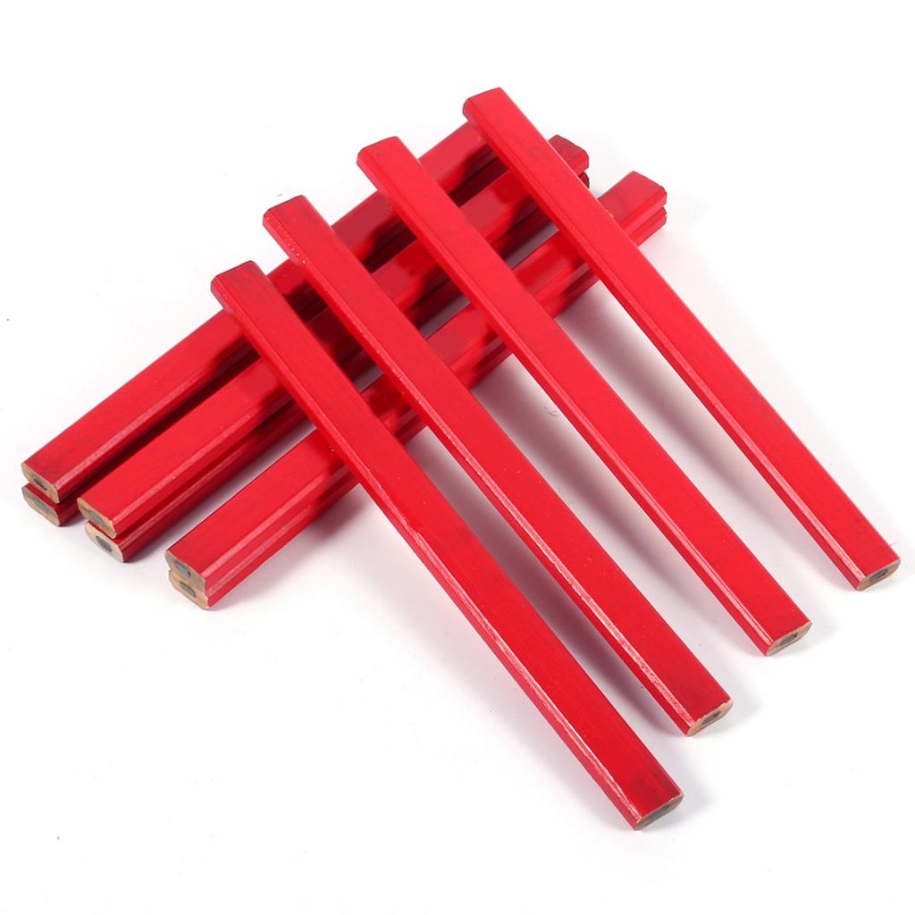 10PCS/Pack 175mm Octagonal Hard Red Carpenter Pencil For Builder Woodwork