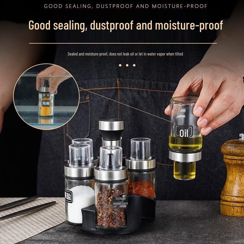 Deshangyuan Kitchen Spice Jar & Oil Bottle Set with Base
