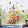 Window Sticker Double Sided Design Glass Decals Waterproof PVC Chrysanthemum Pattern Sticker Home Wall Decor