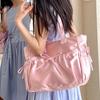 Elegante Strik Dames Schoudertas Nylon Geplooid Koreaanse Stijl Mode Tote Bag Grote Capaciteit Schattige Roze Lieve Dames Handtas