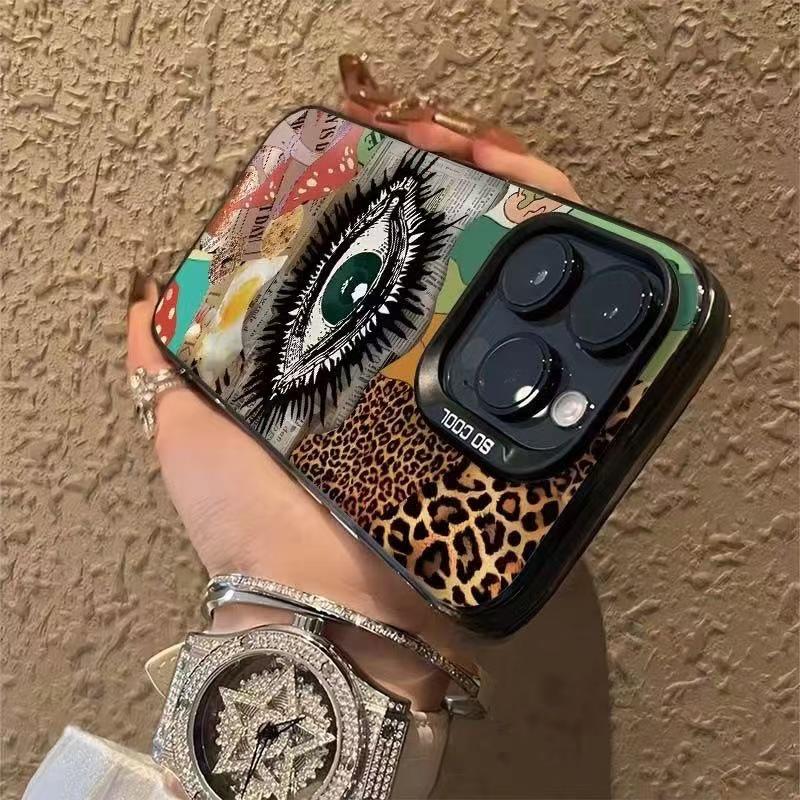 High-End Leopard Print Eyes Phone Case for iPhone 15 Pro Max, 17, and 16 Pro Max