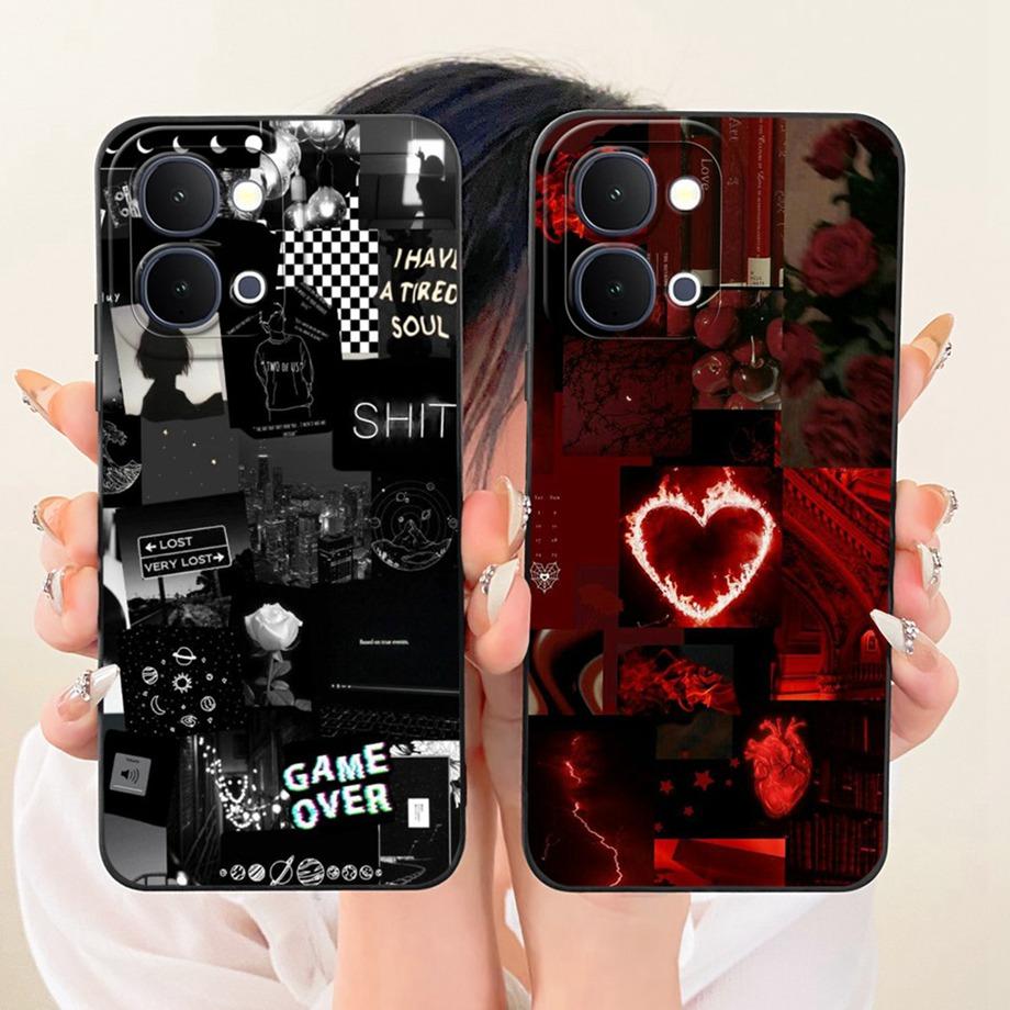 For Vivo Y31D 4G V2543 Vivo Y51 Pro 5G IQOO Z11X Y500i Phone Case Floral Moon Nigth Bow Pattern Funda Soft Matte Silicone Cover