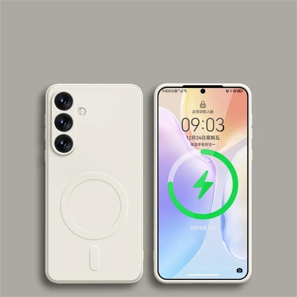 Original Liquid Silicone Magnetic Wireless Charge Case For Samsung Galaxy S25 S24 Ultra S23 S22 S21 For Magsafe Shockproof Cover