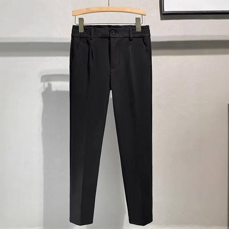 Suit pants nine-point pants men's light luxury business slim-fitting trendy pants retractable waist casual pants trendy