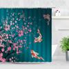 Ink Plant Flowers Shower Curtain Red Plum Japanese Cherry Blossom Bath Curtains Watercolor Print Modern White Bathroom Decor Set