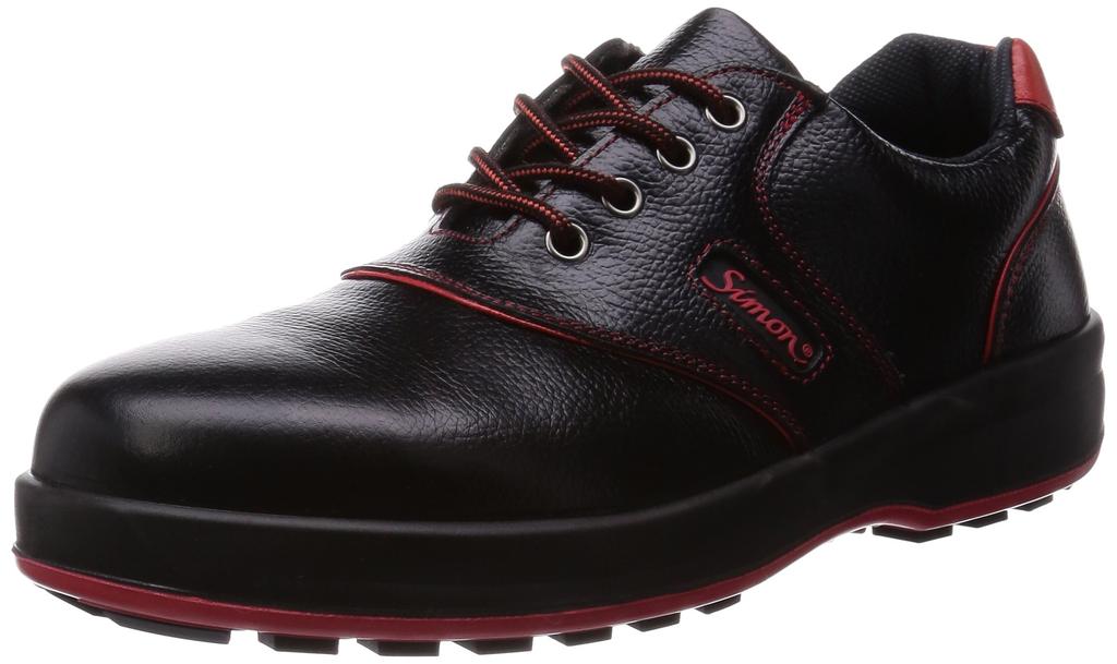 Simon Safety Low JIS Size 3E Shoes, Boots, Standard, Slip-Resistant, Comfortable, SL11, Black/Red, 27.5 Cm,