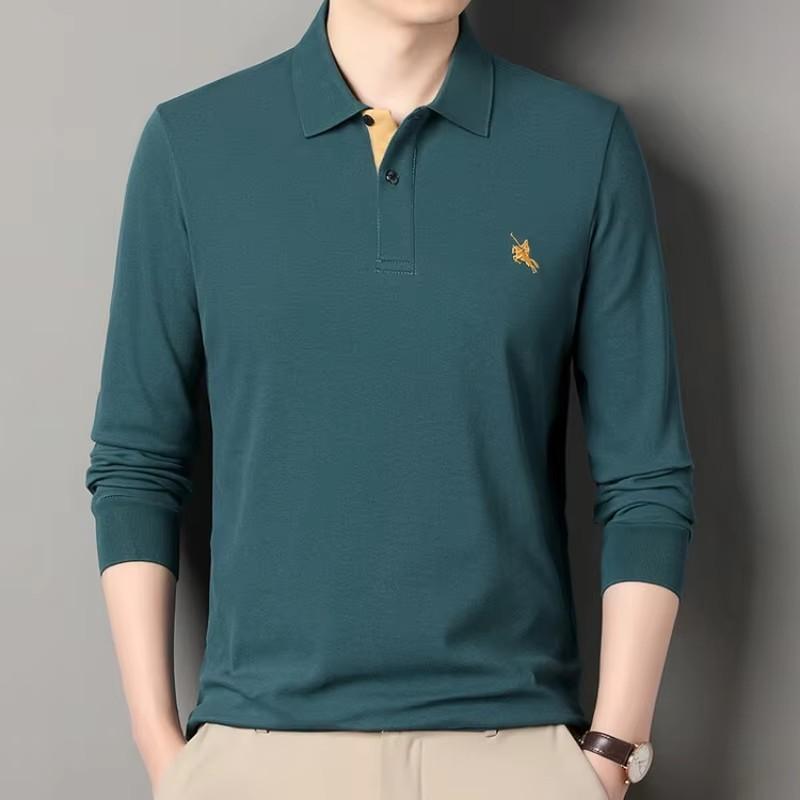 High End Brand Long Sleeved Polo Shirt Men'S Autumn New Fashion Embroidery Lapel T-Shirt Casual Business Paul Men'S Clothing