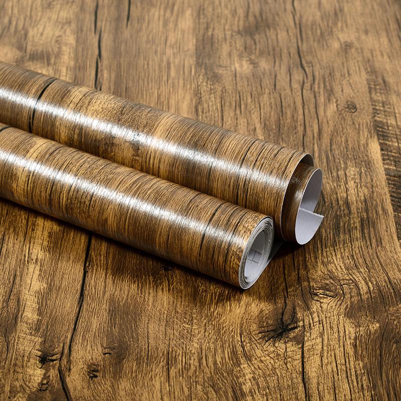 Thick Wood Grain Waterproof Stickers PVC Self-adhesive Wallpaper For Wardrobes Desks Old Doors Furniture Renovation