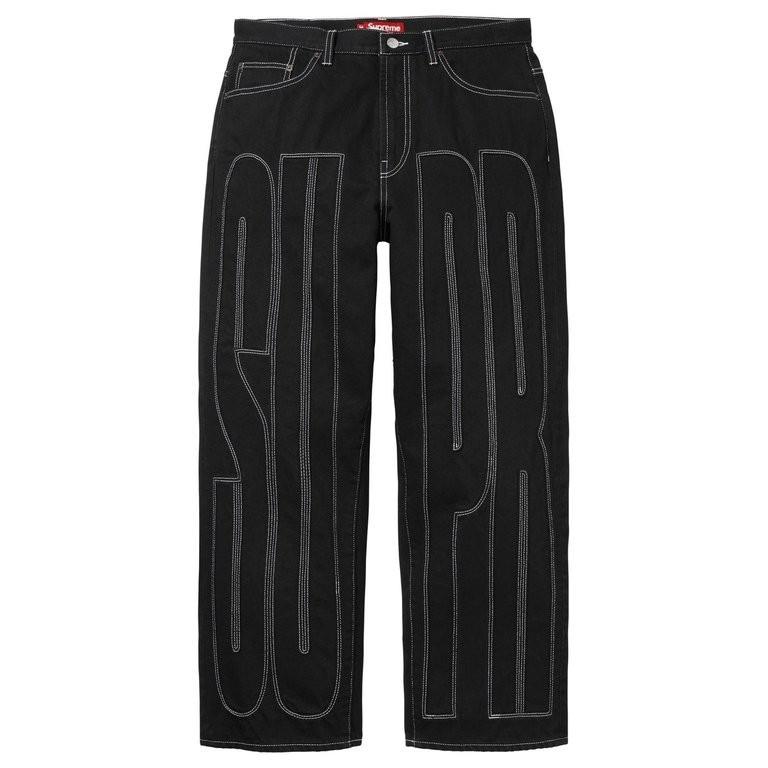 Supreme Innsydd Stav Stav Baggy Jeans Svart
