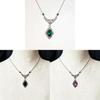 Victorian Gothic Necklace With Deep Red Glass Gem And Cross Chain For Women