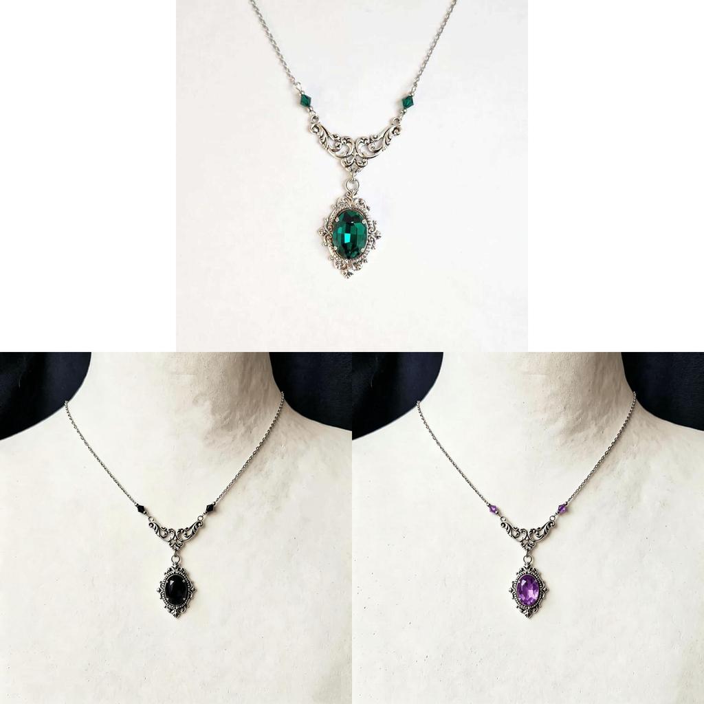Victorian Gothic Necklace With Deep Red Glass Gem And Cross Chain For Women