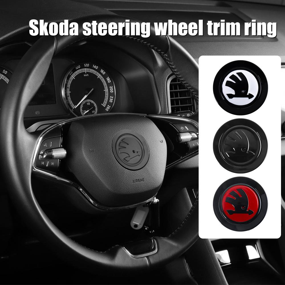 Car ABS Interior Steering Wheel Decoration Ring Trim Cover Sticker For Skoda S Kodiaq Fabia Kamiq Karoq Octavia 3 A7 Rapid Scala Xknw93