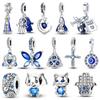 Copper Charms Blue Series Beads Fit Bracelet Pendants Diy Original Charm Fashion Making Jewelry For Women