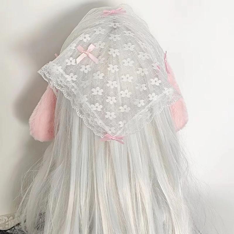 Cosplay Headbands With Rabbits Ears Lace Bowknot Headpiece Costume Headwear For Women And Girls Party Accessories