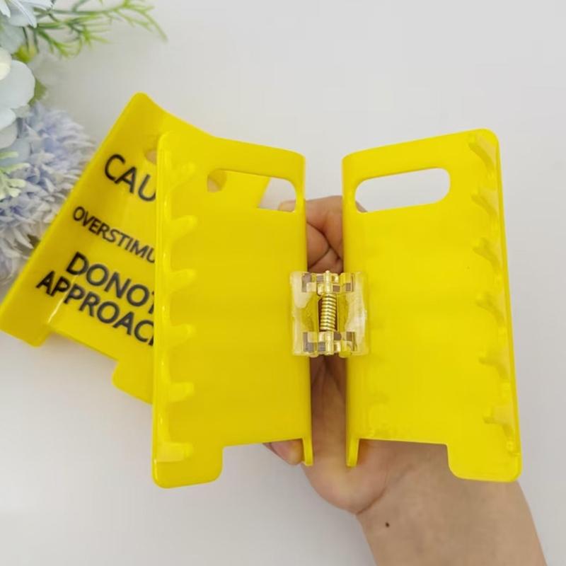 2Pcs Caution Sign Hair Clip for Children Overstimulated Warning Hairpin Safe Nonslip Grip Lightweight Easy to Clean