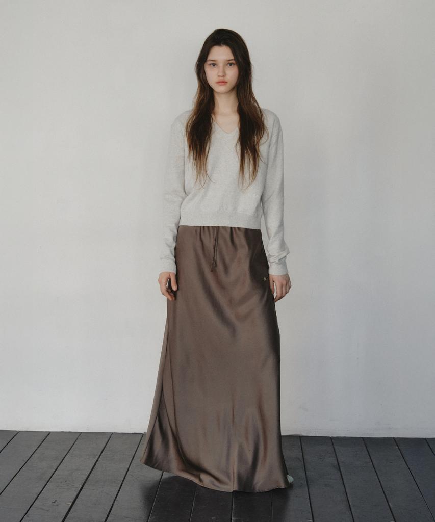 Cita Relaxed Satin Maxi Skirt_Cts624(Brown)