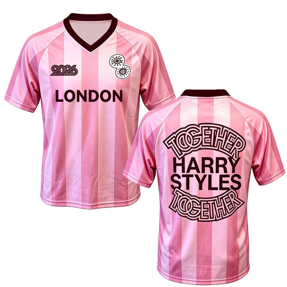 HarryStyles Together Tour Rózsaszín Foci Meccs Póló 2026 Új Érkezők Pólók Nyári Divat V-nyakú Légáteresztő Hálós Mezes Uniszex