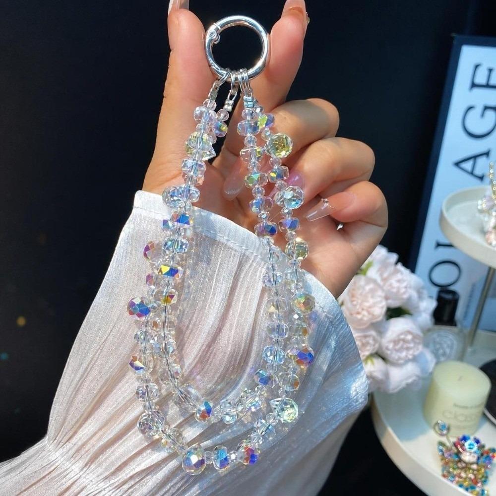 Shiny Crystal Wrist Strap Hand-beaded Keychain Charm Sparkle Phone Lanyard Mobile Phone