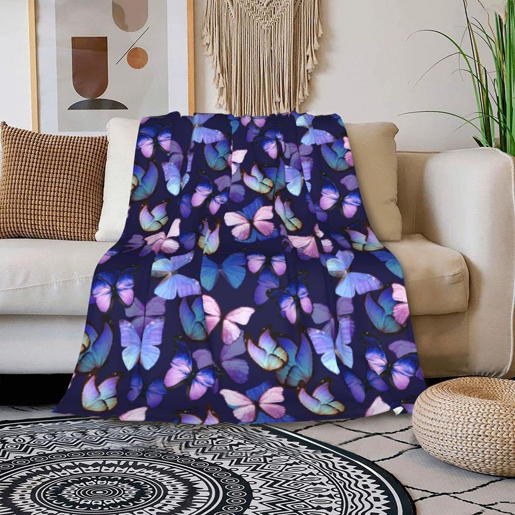 Colored Butterfly Tree Digital-printed Polyester Bedroom Velvet Flannel Cover Blanket Fleece Soft Sofa Cover Blankets for Beds