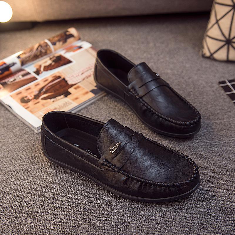 Lente nieuwe heren casual leren schoenen modieuze lage top Doudou schoenen lichte rij schoenen luie schoenen