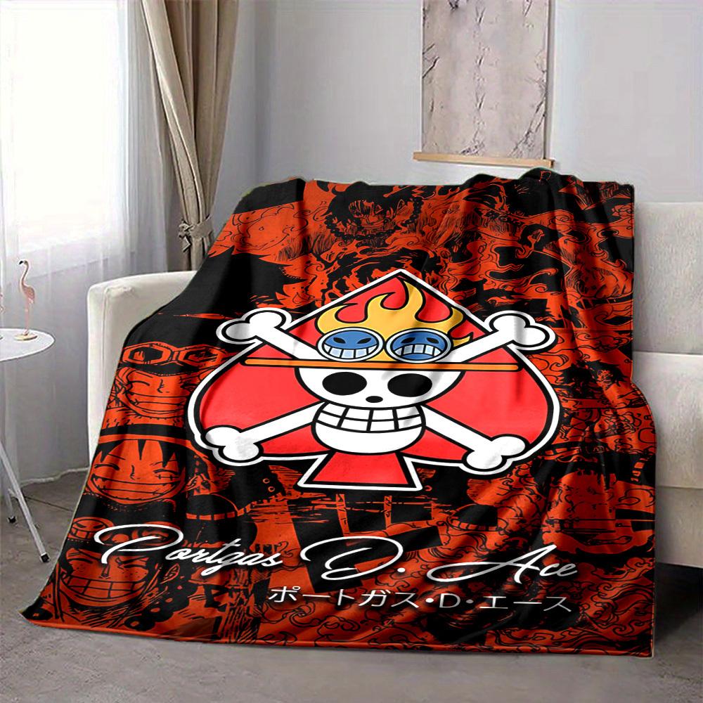 1 pièce Couverture en Flanelle One Piece Ace, Douce et Respectueuse de la Peau avec Impression Numérique, Différentes Tailles Disponibles pour la Famille, les Amis, Anniversaire