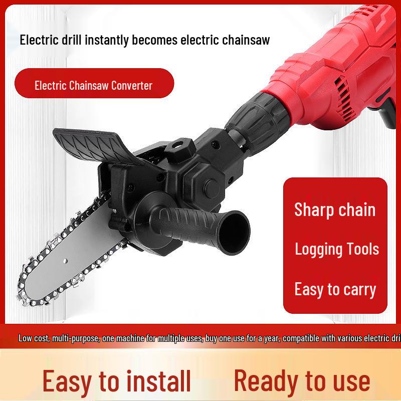 4-inch Electric Drill to Chainsaw Conversion Head - Handheld Mini Chainsaw for Wood and Garden Cutting