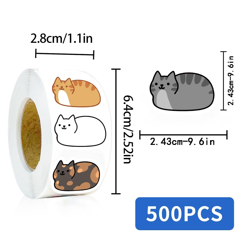 500PCS Cartoon Cat Tuo Roll Stickers Skateboard Laptop Luggage Scrapbook Cool Phone Gift Waterproof Phone Cute Sticker