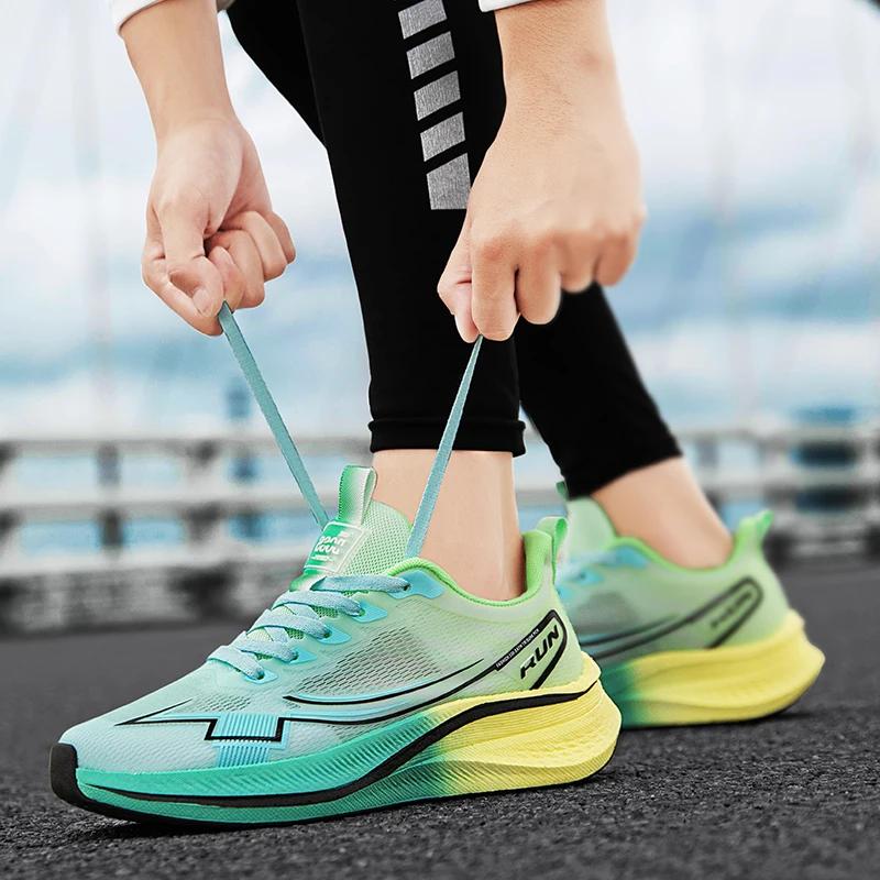 Summer Mens Sports Shoes Racing Trend Comfortable Training Shoes Marathon Anti Slip and Wear-resistant Running Shoes for Daily Use
