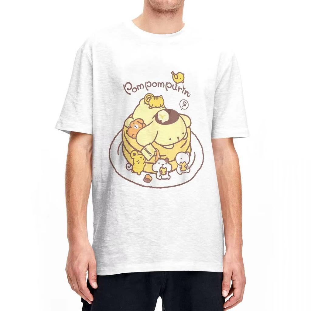 Pompompurin Pancake Friends T-Shirt Men Women Vintage Cotton Tee Shirt Crew Neck Short Sleeve T Shirt Gift Clothes