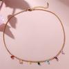 Female Crystal Rainbow Zircon Stone Pendant Necklace Vintage Yellow Gold Color Wedding Jewelry For Women
