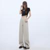 Khaki Women's Wide-Leg Jeans: Slim, Hip-Covering Straight Fit for Spring & Autumn
