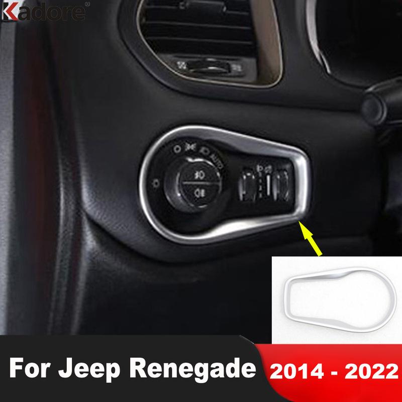 For Jeep Renegade 2014- Matte Car Interior Head Light Lamp Switch Control Button Panel Cover Trim Accessories