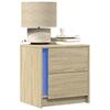 Vidaxl LED Nightstands, 2 Pcs., Sonoma Oak, Wood-Based Material