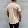Men Sports T-shirt O Neck Short Sleeve Slim Fit Solid Color Elastic Quick-drying Soft