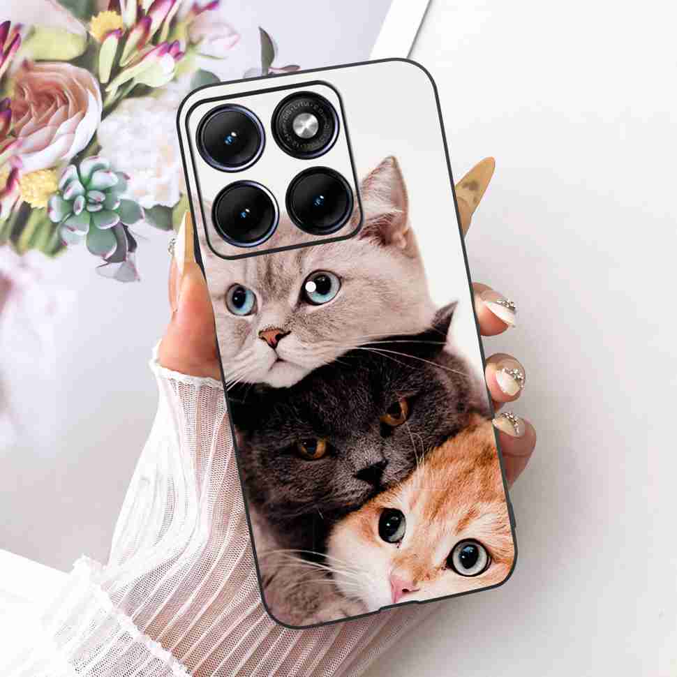 Motorola Edge 70 Fusion 5G tokhoz Rajzfilm Macska Panda TPU Fekete Borító XT2605-1 XT2605-2 XT2605-4-hez Puha Szilikon Telefon Tokok