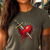 Dagger Through the Heart T-Shirt, Vintage Tattoo Style Graphic Tee, Funny Heartbreak Shirt, Edgy Alternative Unisex Gift